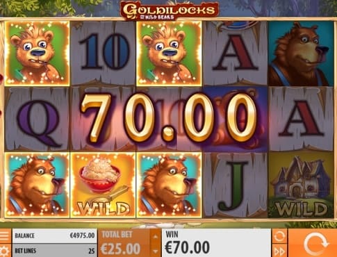 Комбинация с диким символом в игровом автомате Goldilocks